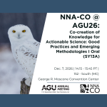 Picture of a white owl and information on AGU session SY13A