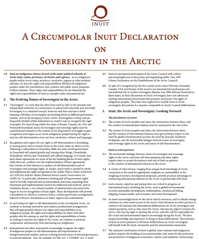 A Circumpolar Inuit Declaration on Sovereignty in the Arctic