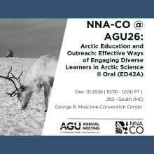 Picture of a reindeer with information about AGU session ED42A